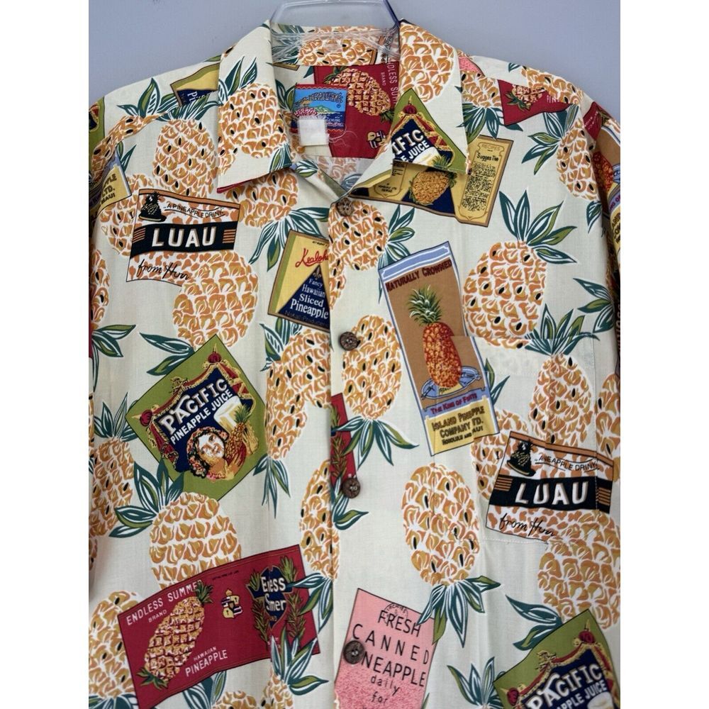 Joe Kealoha's Hawaiian Rayon‎ Shirt Men's XL Pineapple Brands Print